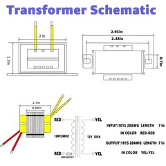 12V/10W AC/AC Power Transformer, Input 120V/60HZ 120V to 12V 10VA
