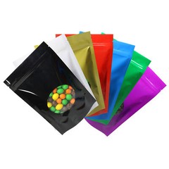 100pcs of Various Glossy Colors and Sizes Foil Stand Up Resealable Packing Bags