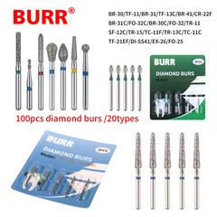 20 Types Dental Diamond Burs for High Speed Handpiece Medium FG 1.6MM 100pcs SA