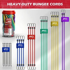 24-Piece Heavy Duty Bungee Cord Set with Hooks – Assorted Lengths for Camping &