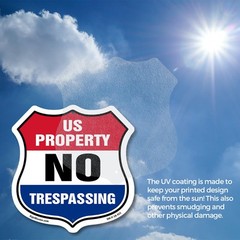 No Trespassing Shield Sign U.S. Property No Trespassing Shield Shaped Sign
