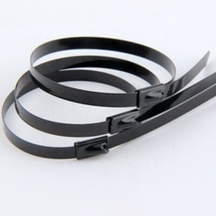 Black coated T316 Stainless Steel Metal Cable Ties Zip Wrap Exhaust Heat Straps