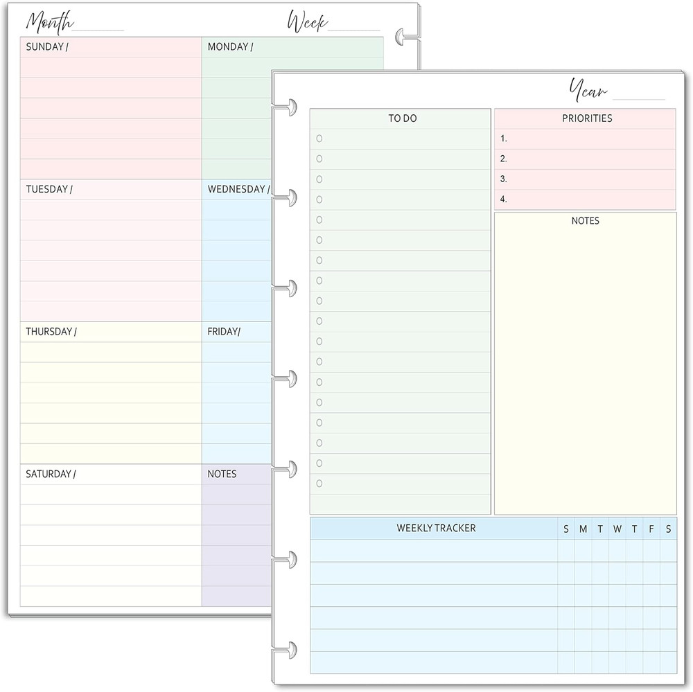 Weekly Planner Inserts – Undated Weekly Calendar Planner Refills for 7-Disc Mini