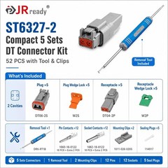 2 2 Pin DT Connector Kit 5 Sets, with Pin Removal Tool and Mounting Clips, S…