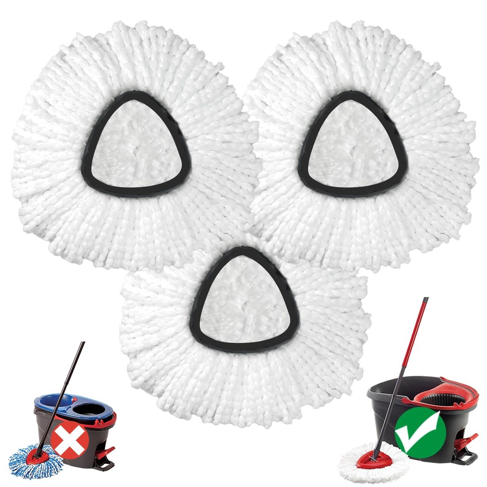 Mop Head Replacement, 3 Pack Spin Refill 1-TANK (3pcs), White