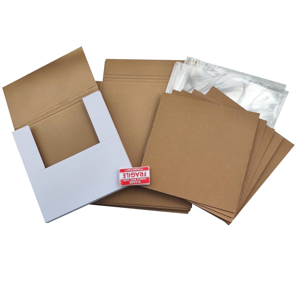 5 PCS Vinyl Record White LP Shipping Boxes 12.6″x12.6″x1″ Corrugated Mailers