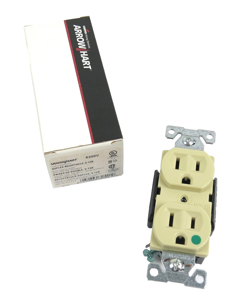 Cooper 8200V Hospital Grade Receptacle Ivory 15A 125V 2P 3W NEMA 5-15R – NEW