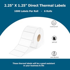 2.25”X1.25″ Direct Thermal Barcode Labels for Zebra Printer 1000 Label Per Roll