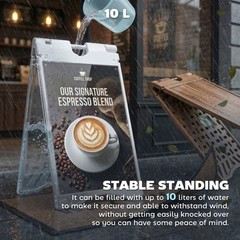 Folding Outdoor Sidewalk Sign Advertising Board w/ Weatherproof Design, White