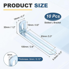 10 Pcs Adjustable Right Angle Brackets, Slotted L-Shape Corner Bracket