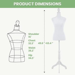 Adjustable Female Mannequin Torso Dress Form Clothing Display W/Tripod Stand