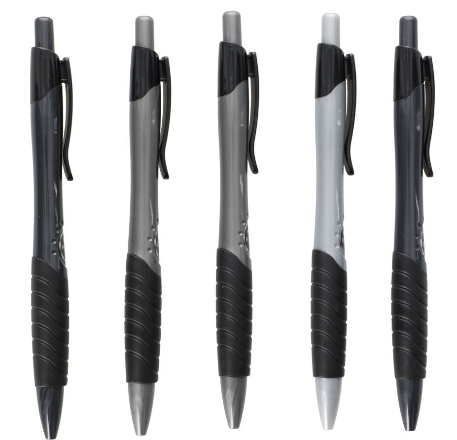Inc. Forma Retractable Ball Point Pens 1.0 mm, 5 Gray Barrels (Black Ink)