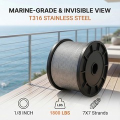 1/8 Stainless Steel Cable, 500FT T316 Marine Grade Wire Rope with 8″ Cutter &…