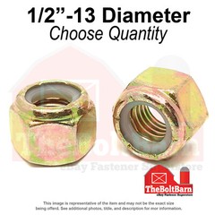 1/2″-13 Grade 8 Nylon Insert Lock Nuts Zinc Yellow Coarse Thread (Pick Qty)