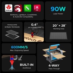 OMTech 80W 20″x28″ CO2 Laser Engraver Engraving Machine w. CW-5200 Water Chiller