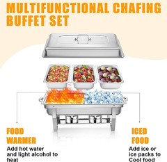 9QT Catering Chafing Dish Food Warmer buffet set 316 Stainless Steel w/3 pan