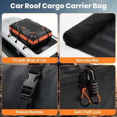 15/20 Cubic Feet Car Roof Bag Waterproof Rooftop Cargo Carrier w/Lock&Storage Ba