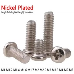 M1 M1.2 M1.4 M1.6 M1.7 – M6 Phillips Pan Head Machine Screws Bolts Nickel Plated
