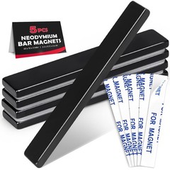 5x Strong Neodymium Bar Magnets, Black Waterproof Epoxy Coated, 60x10x3mm