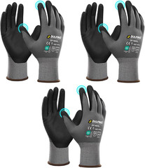 Safety Work Gloves for Men & Women, Microfoam Nitrile Coated Nylon Black Grip