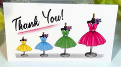 Thank You Business Cards, Ladies’ Fashion Dress Forms, Pink Dress, 50 pcs