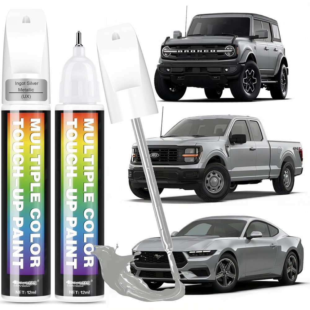 [2-PACK] Ingot Silver Metallic(UX) for Ford Car Touch Up Paint,Pro-Grade Quic…