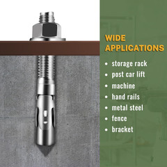 Stainless Steel Concrete Anchor Bolts 3/8″ X 3 Inch, 20-Pack Wedge