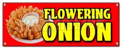 FLOWERING ONION BANNER SIGN deep fried batter sauce flower rings