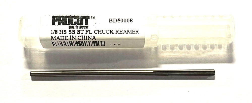 ProCut 1/8″ Chucking Reamer HSS Straight Shank Straight Flute Reamer