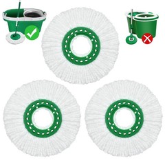 Reusable Mop Head Replacement for Libman Tornado Spin Thick 3 Pack, White