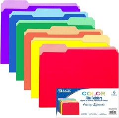 Colorful 1/3 Cut Letter Size File Folders – 6 Pack for Organized Workspaces