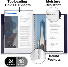 8.5X11 Presentation Binder With 24 Sleeves Customizable Portfolio Organizer