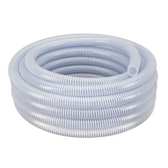 1″ x 25′ – Flexible PVC Water Suction & Discharge Hose – Clear w/White Helix
