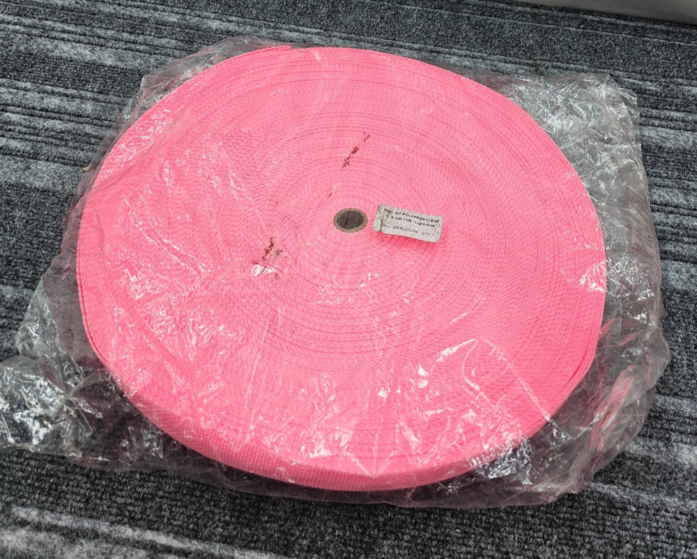 WEBL20LPK 1″ x 100 Yards Medium-Weight Polypropylene Webbing- Light Pink