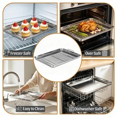 15.9″ Large Stainless Steel Baking Sheet with Rack & Glove, 15.9″, 2 PCS