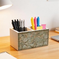 HYKDFMNCJ Vintage Chinoiserie Cherry Blossom Bird Pen Holder for Desk,…