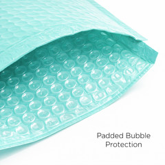Teal Poly Bubble Mailers #000 4×8 — 1000 Pack Padded Peel & Seal Shipping Bags