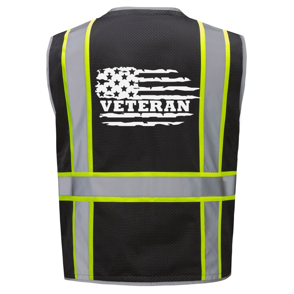 🦺MILITARY VETERAN US FLAG VETERAN SAFETY PPE WORK VEST W/LOGO M/L/XL/2XL-4XL
