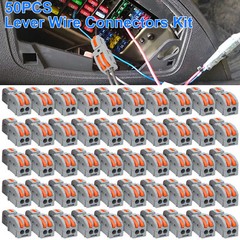 50pcs Lever Wire Connectors 1 in 2 Out Splicing Compact Splitter Terminal Block