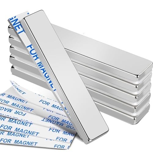 Strong Magnet Strips Heavy Duty – Rare Earth Magnets with Adhesive – Pack of 6