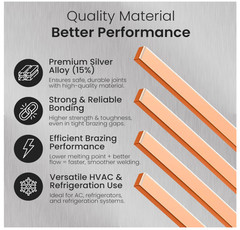 22 pcs Brazing Rods AWS BCuP-5 15% Silver Solder Phos Copper Brazing Alloy Flat