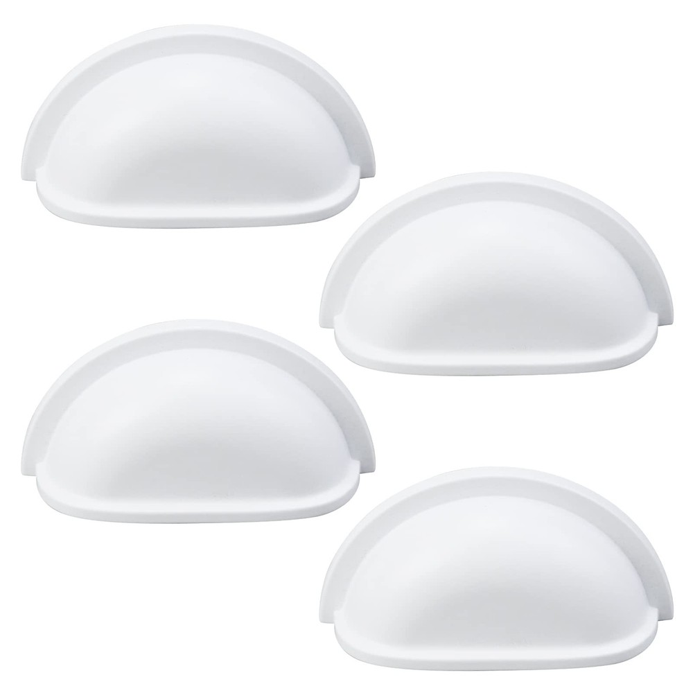 4pcs 3″ (77mm) Hole Center White Decorative Cabinet Cup & Drawer Pull Handles…