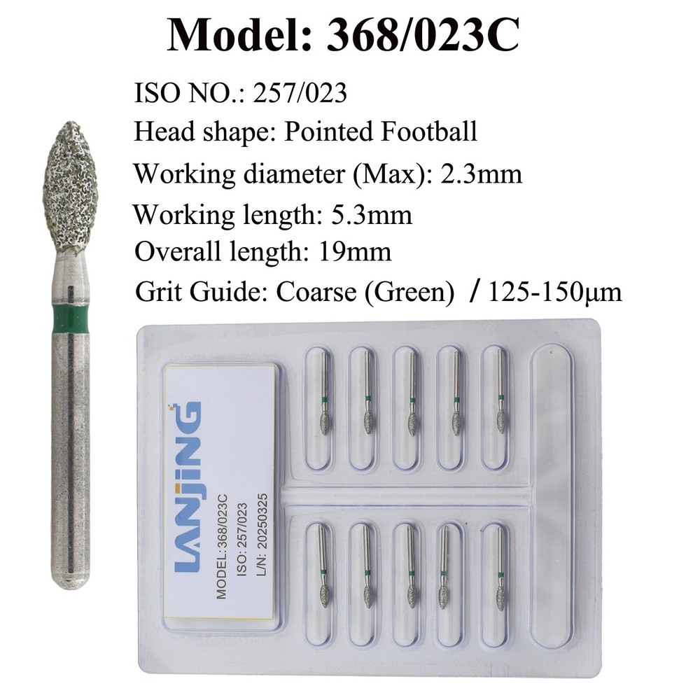 Dental Football Diamond Bur 368/023C 023F 020C 020F Fine Coarse FG Burs Burr Red