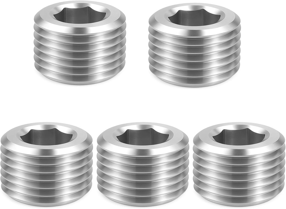 5 PCS 3/8″ NPT Male Pipe Plug Stainless Steel Pipe Plug Fitting Set Hex Counter