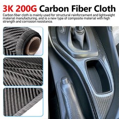150cm x 20cm Carbon Fiber Fabric Cloth Sheet Roll 2×2 Twill Weave 3K 200g Black