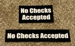 NO CHECKS ACCEPTED Sticker Sign *CHOOSE YOUR SIZE* Door Window Glass USA 2×9 3×5