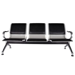 3-Seat Heavy PU Leather Barber Airport Waiting Room Chair Reception Office Bench