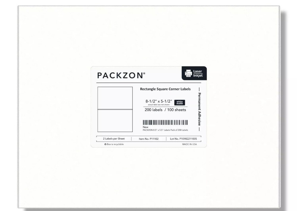 Shipping Labels with Self Adhesive, Square Corner, for Laser & Inkjet Printer