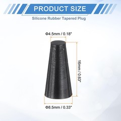 uxcell 12 Pcs Silicone Rubber Tapered Plug, 4.5mm to 8.5mm, Black