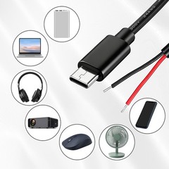 5 Pcs USB C to 2 Pin Bare Wire Open End Power Cable 11inch 24AWG USB Type C M…